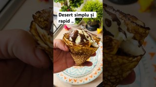 Desert simplu și rapid de pregătit… clătite cu înghețată de vanilie și glazură …