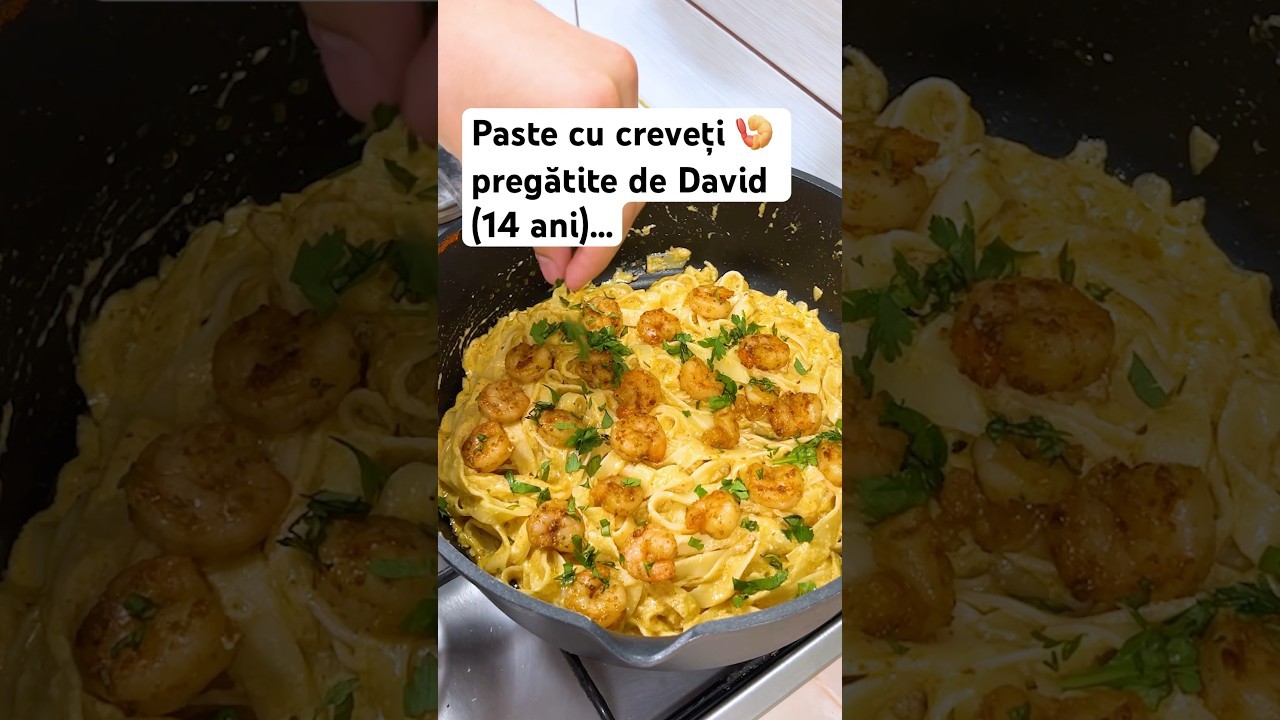 Paste cu creveți 🍤 pregătite de David (14 ani) …