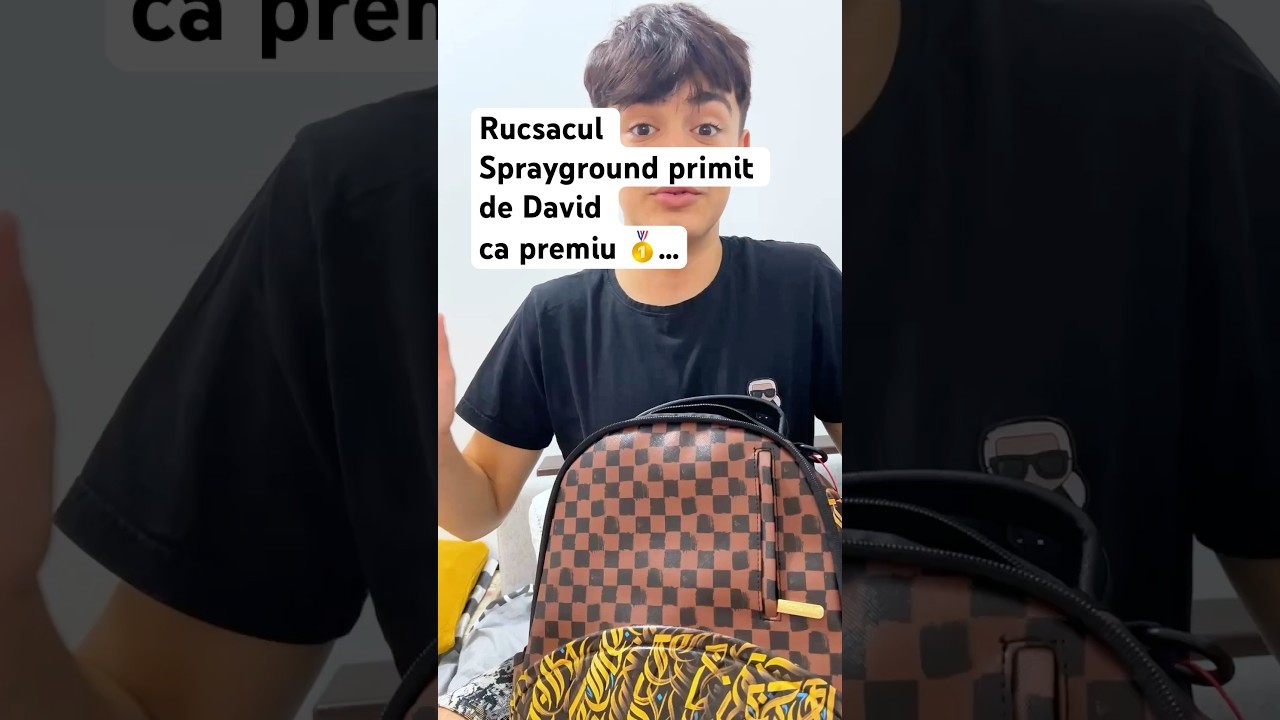 Rucsacul Sprayground primit de David ca premiu de la noi pentru ca a intrat la cel mai bun liceu …